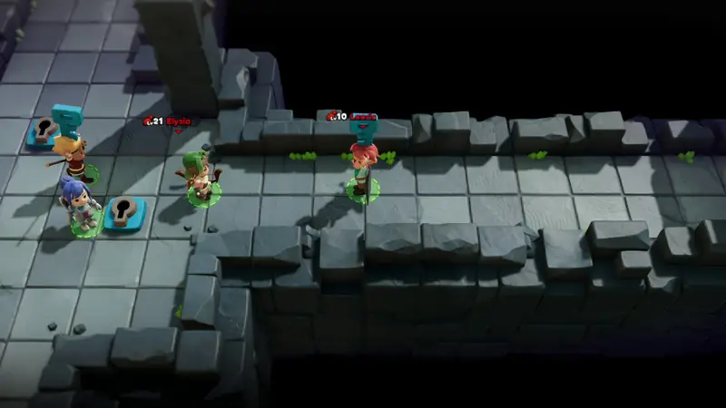 Two knights moving a dungeon key block